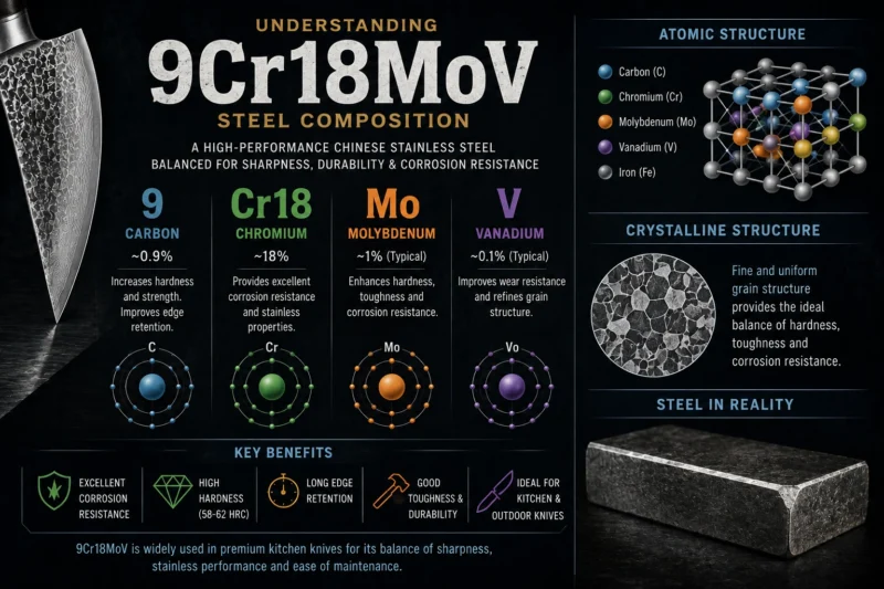 9Cr18MoV Steel Composition Infographic