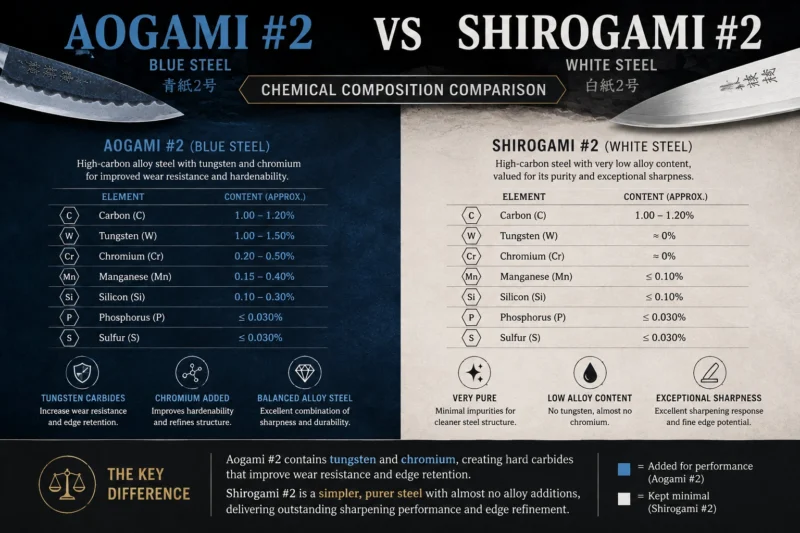 Aogami #2 vs Shirogami #2 Chemical Composition