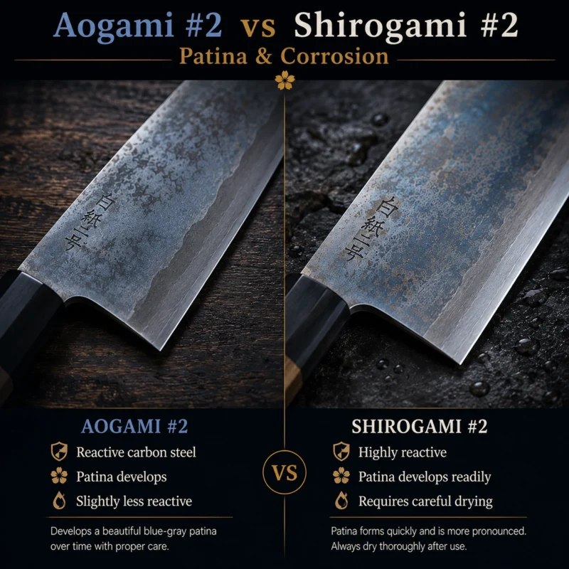 Aogami #2 vs Shirogami #2 Patina & Corrosion