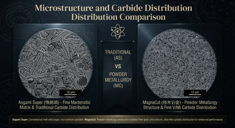 Aogami Super vs MagnaCut Carbide Structure