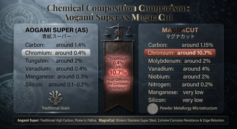 Aogami Super vs MagnaCut Chemical Composition Comparison