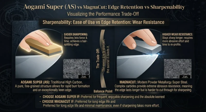 Aogami Super vs MagnaCut Edge Retention vs Sharpenability