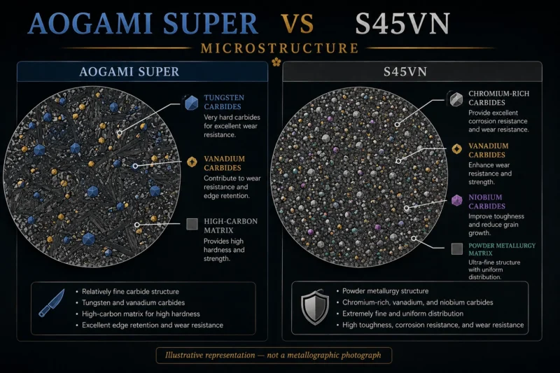 Aogami Super vs S45VN Microstructure