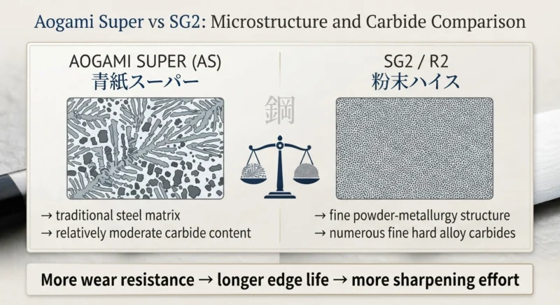 Aogami Super vs SG2 Carbide Microstructure