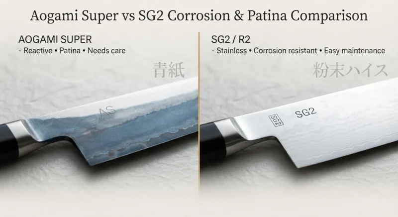 Aogami Super vs SG2 Corrosion & Patina Comparison