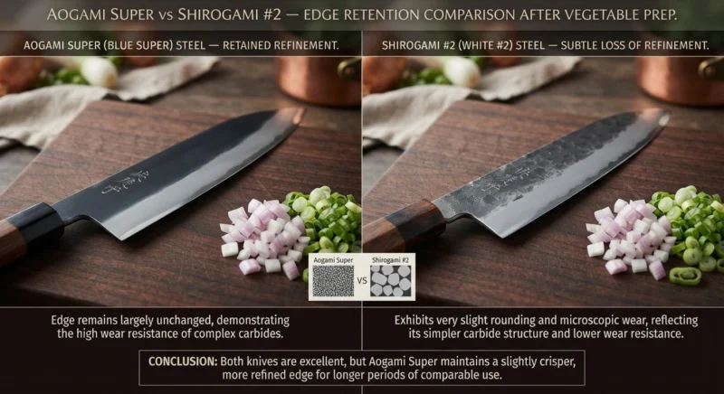 Aogami Super vs Shirogami #2 Edge retention
