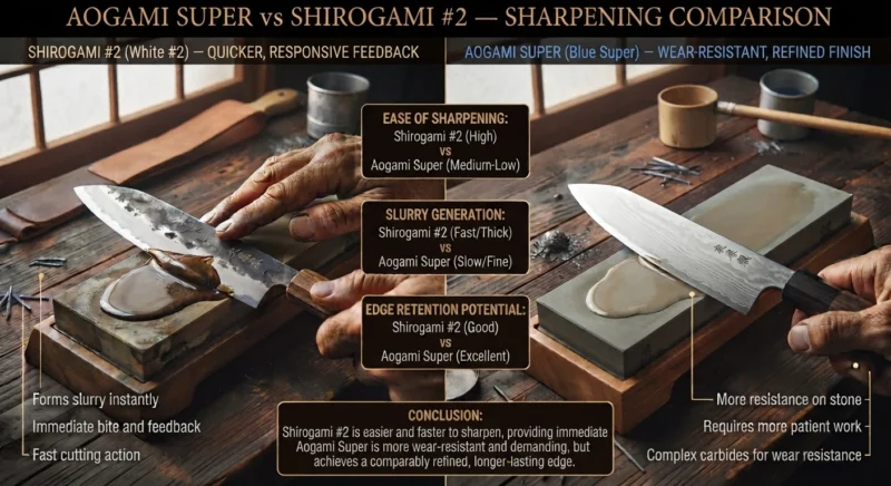 Aogami Super vs Shirogami #2 Sharpening comparison