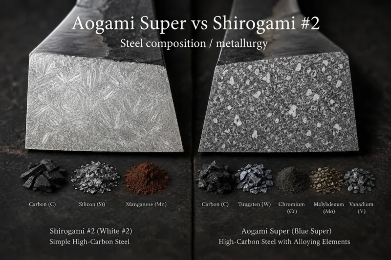 Aogami Super vs Shirogami #2 Steel composition