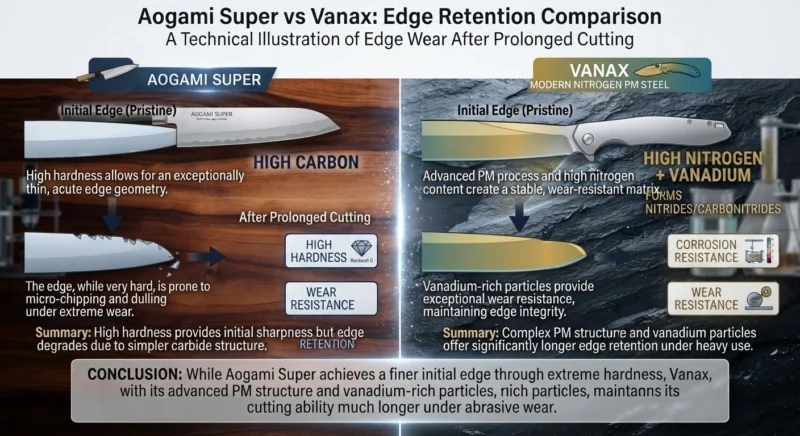 Aogami Super vs Vanax Edge retention