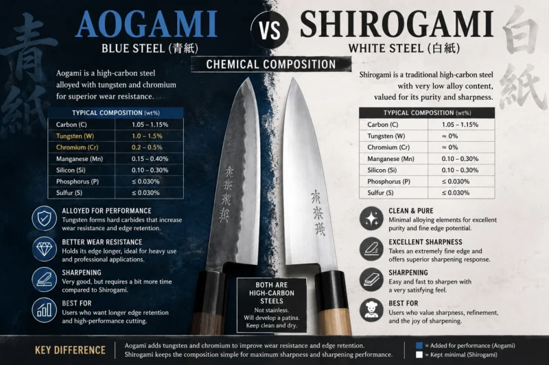 Aogami vs Shirogami Chemical Composition
