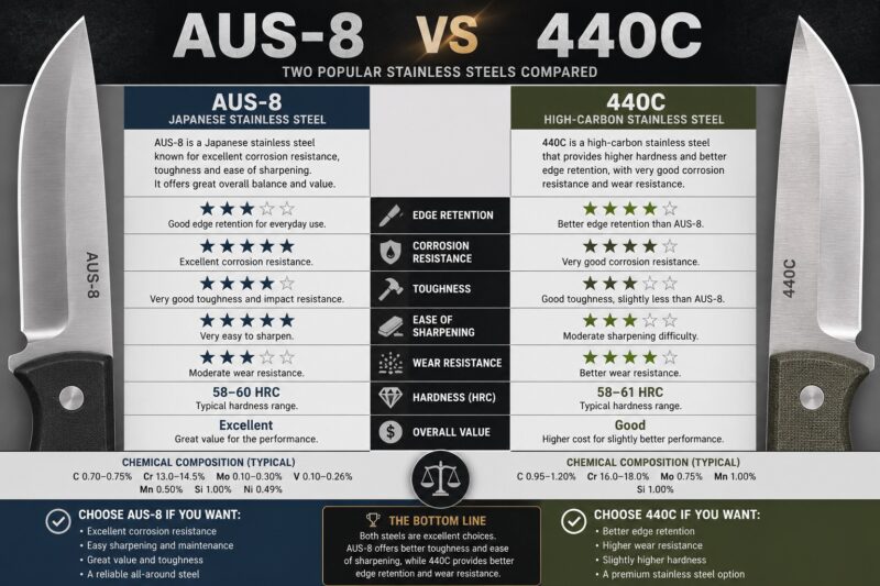 AUS-8 vs 440C infographic