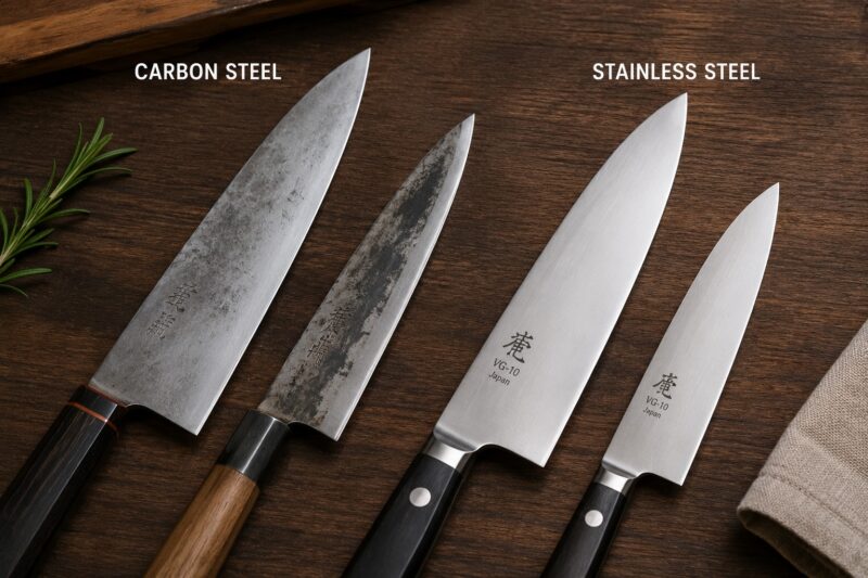 Carbon steel vs stainless steel knives