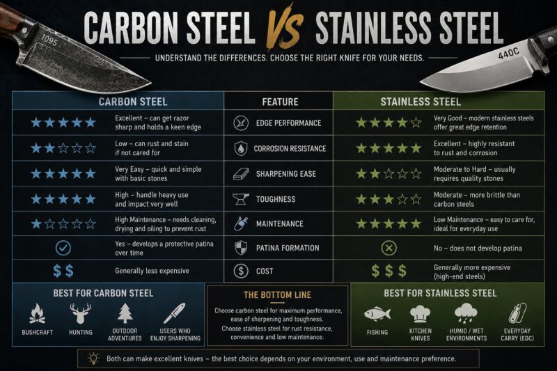 Carbon vs stainless steel graphic