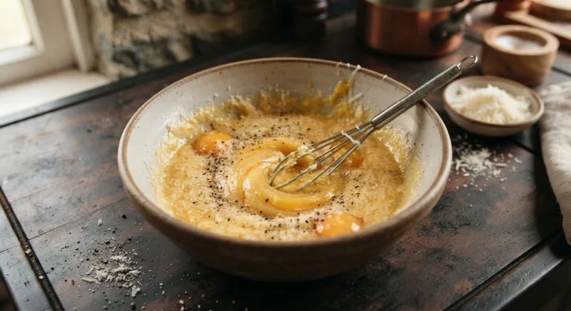 carbonara egg and pecorino mixture