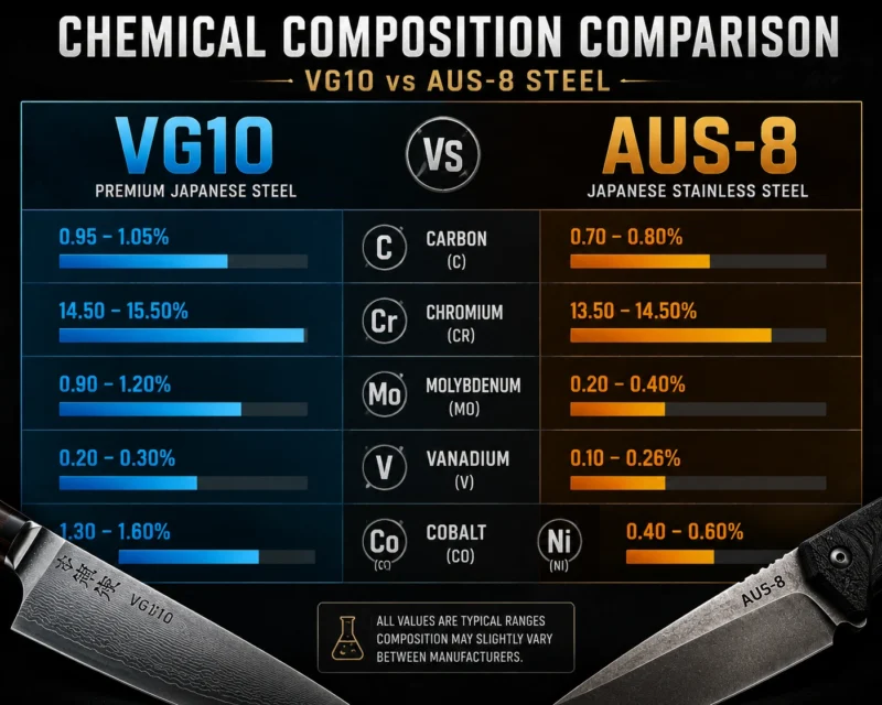 vg10 vs aus8 Chemical Composition Comparison