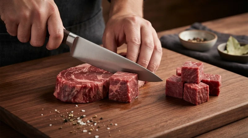 Choosing and cutting the beef for beef kebabs