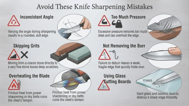 Common knife sharpening mistakes that reduce edge quality