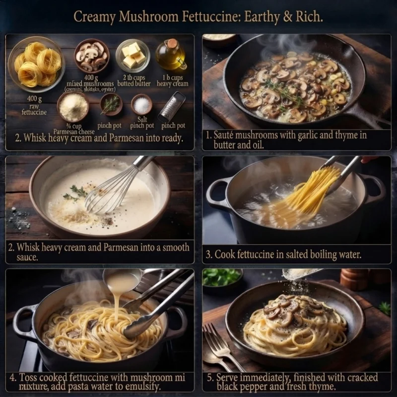 Creamy Mushroom Fettuccine recipe