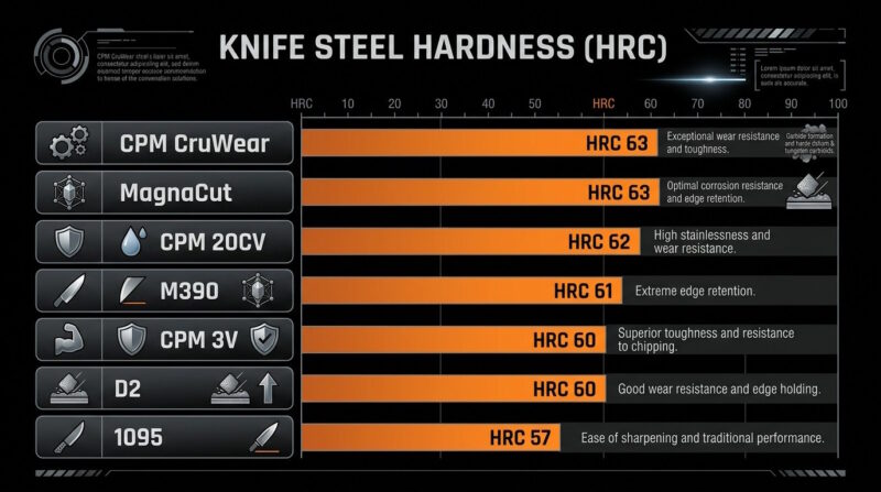 CPM CruWear steel Hardness Comparison