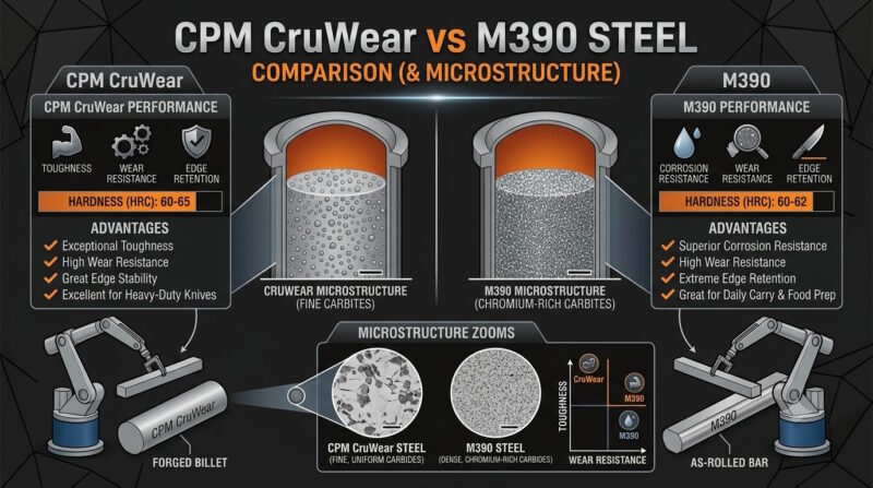 CPM CruWear vs M390 inforgrafic