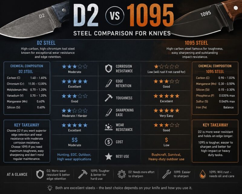 D2 vs 1095 steel comparison