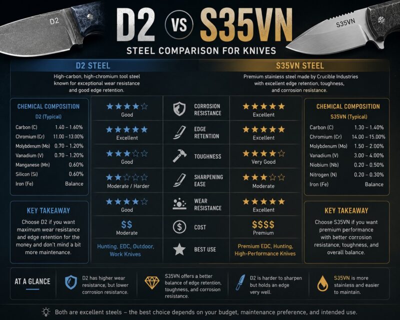 D2 vs S35VN steel comparison