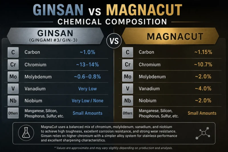 Ginsan vs MagnaCut Chemical Composition