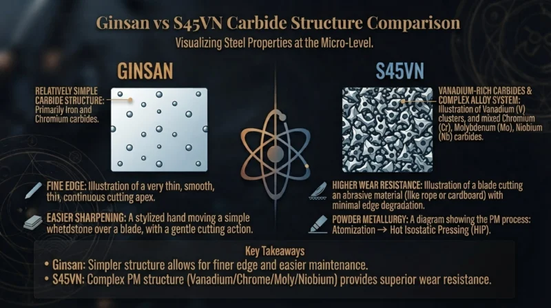 Ginsan vs S45VN Carbide Structure