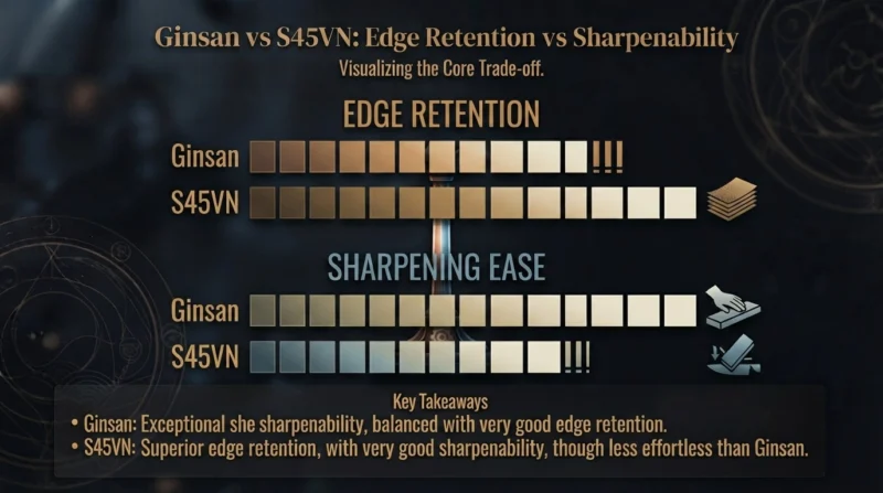Ginsan vs S45VN Edge Retention vs Sharpening