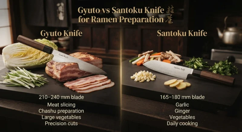 Gyuto vs Santoku Knife for Ramen Preparation