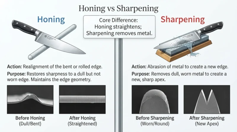 Honing vs Sharpening Diagram