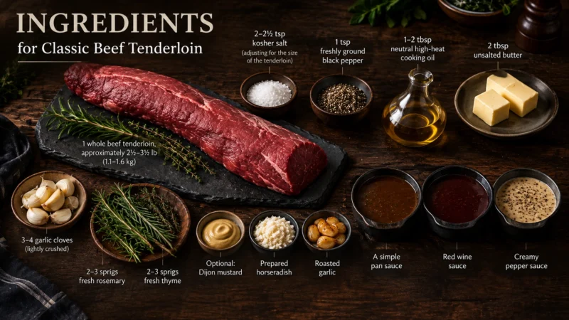 Ingredients for Classic Beef Tenderloin