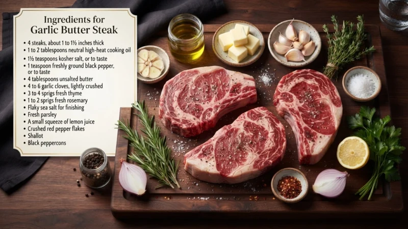 Ingredients for Garlic Butter Steak
