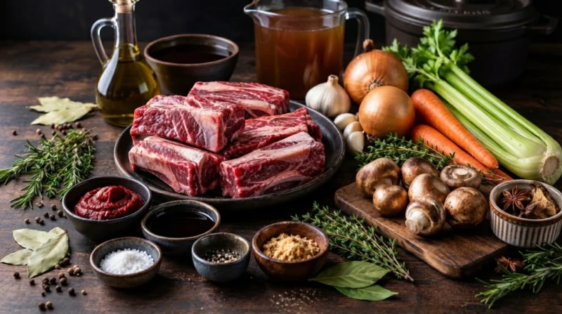 Ingredients for low-Cooked Beef Short Ribs