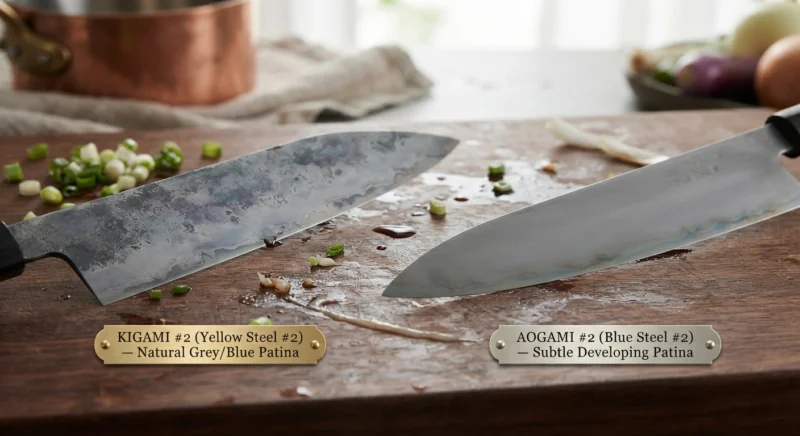 Kigami #2 vs Aogami #2,Patina and corrosion