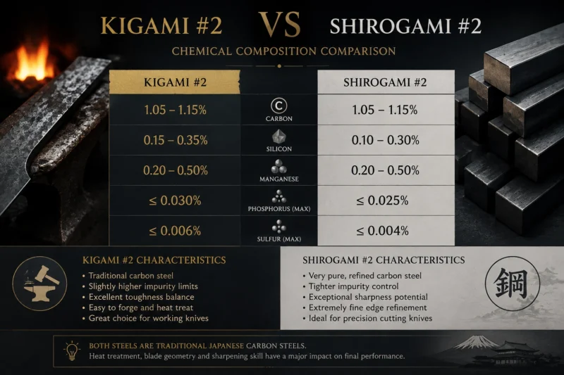 Kigami #2 vs Shirogami #2 chemical composition