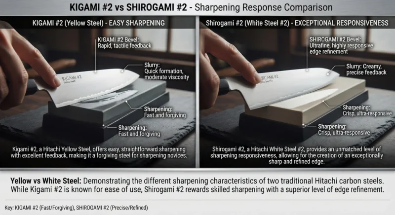 Kigami #2 vs Shirogami #2 Sharpening comparison