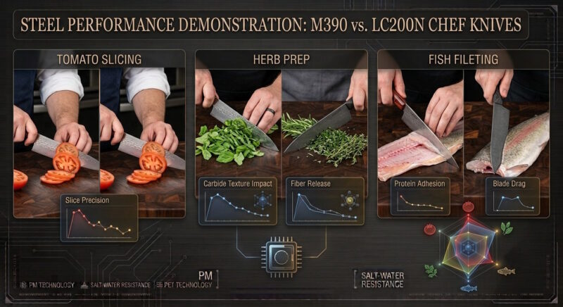  M390 and LC200N chef knives