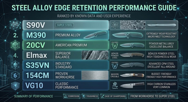 Edge retention comparison of premium knife steels