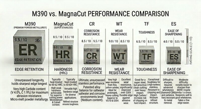 M390 vs MagnaCut comparison