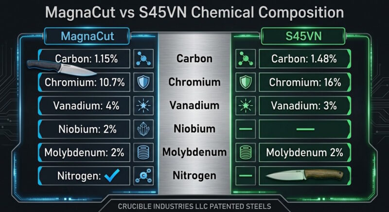MagnaCut vs S45VN Chemical Composition