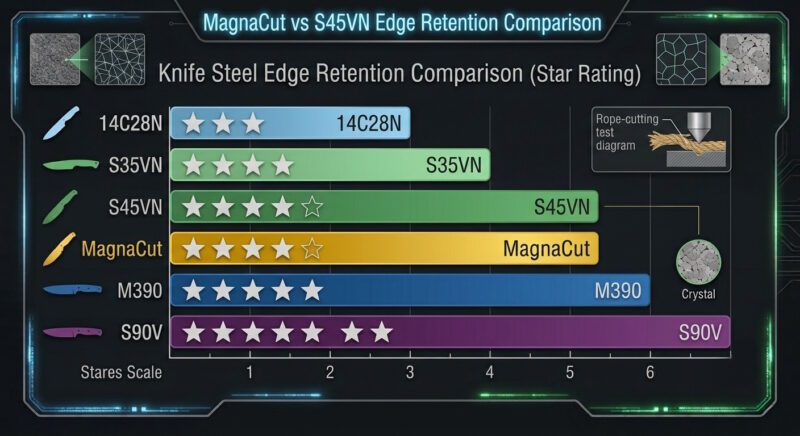 MagnaCut vs S45VN Edge Retention Comparison