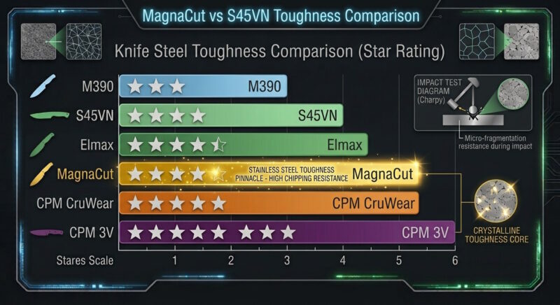 MagnaCut vs S45VN Toughness Comparison
