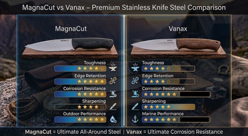  MagnaCut vs Vanax – Premium Stainless Knife Steel Comparison