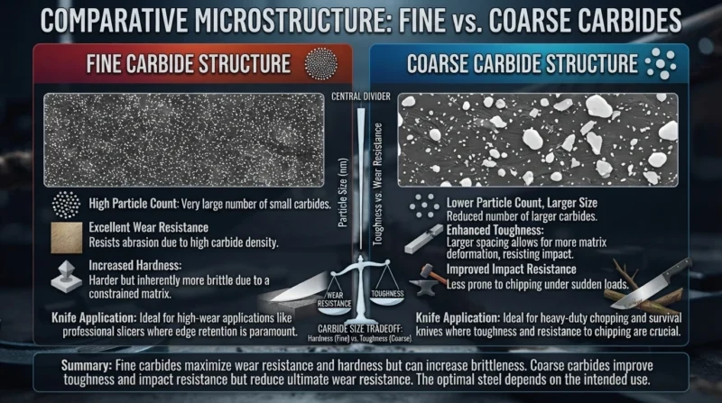 Microstructure showing fine versus coarse carbides