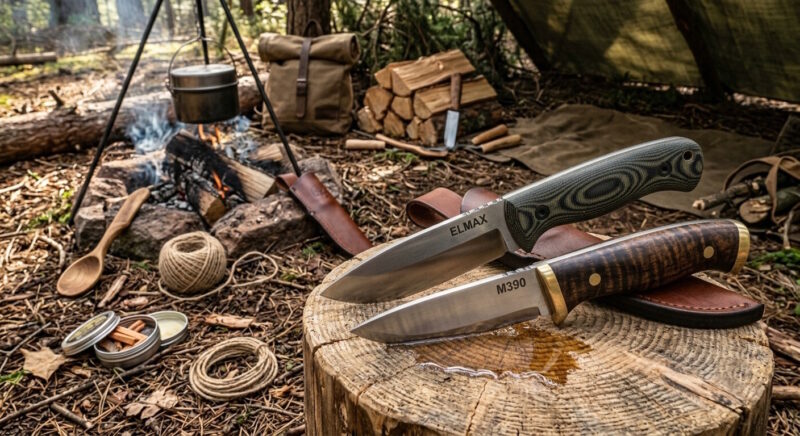 Premium bushcraft Knives ELMAX and M390