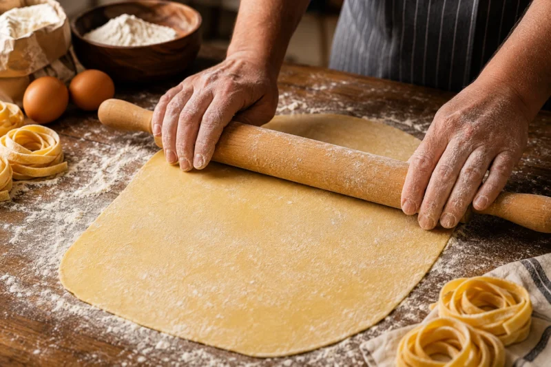 Rolling pasta by hand