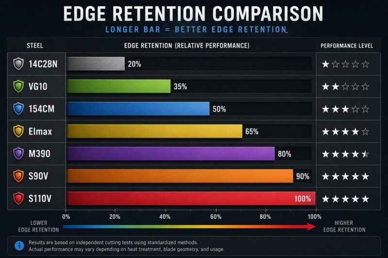 Edge retention comparison of premium knife steels