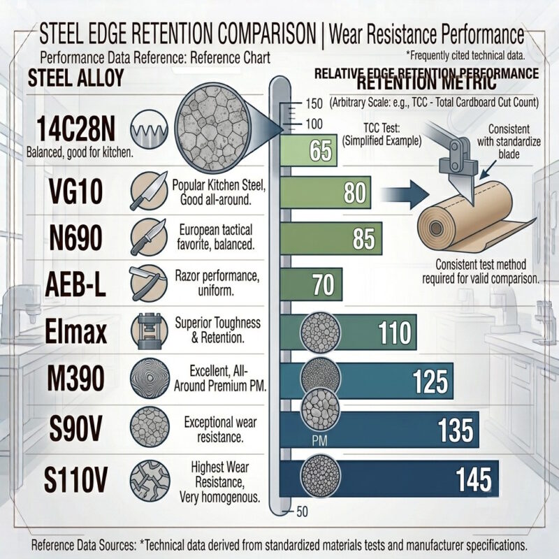 Edge retention comparison of popular knife steels