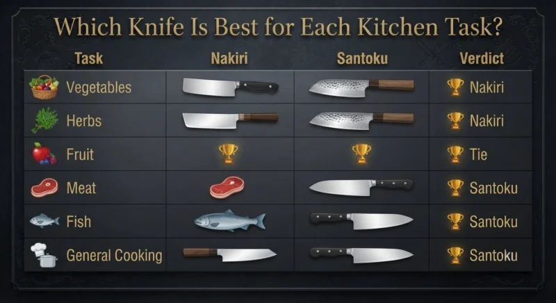santoku vs nakiri Best Uses Infographic